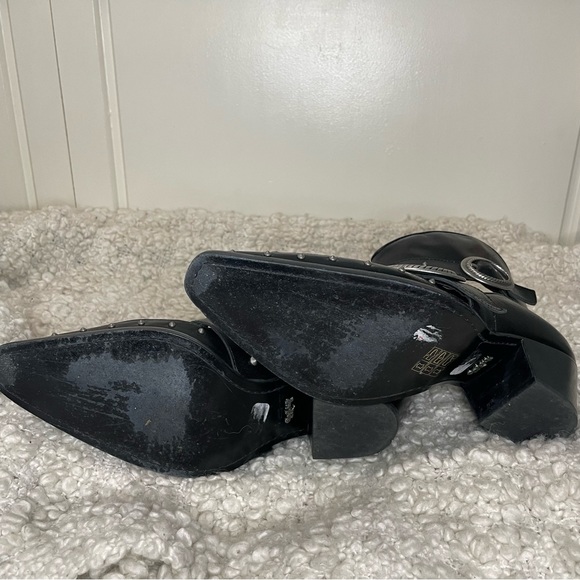 Coach Black Leather Cut Out Western Creeper Bootie Bejewelled Boots 9 - Picture 8 of 11